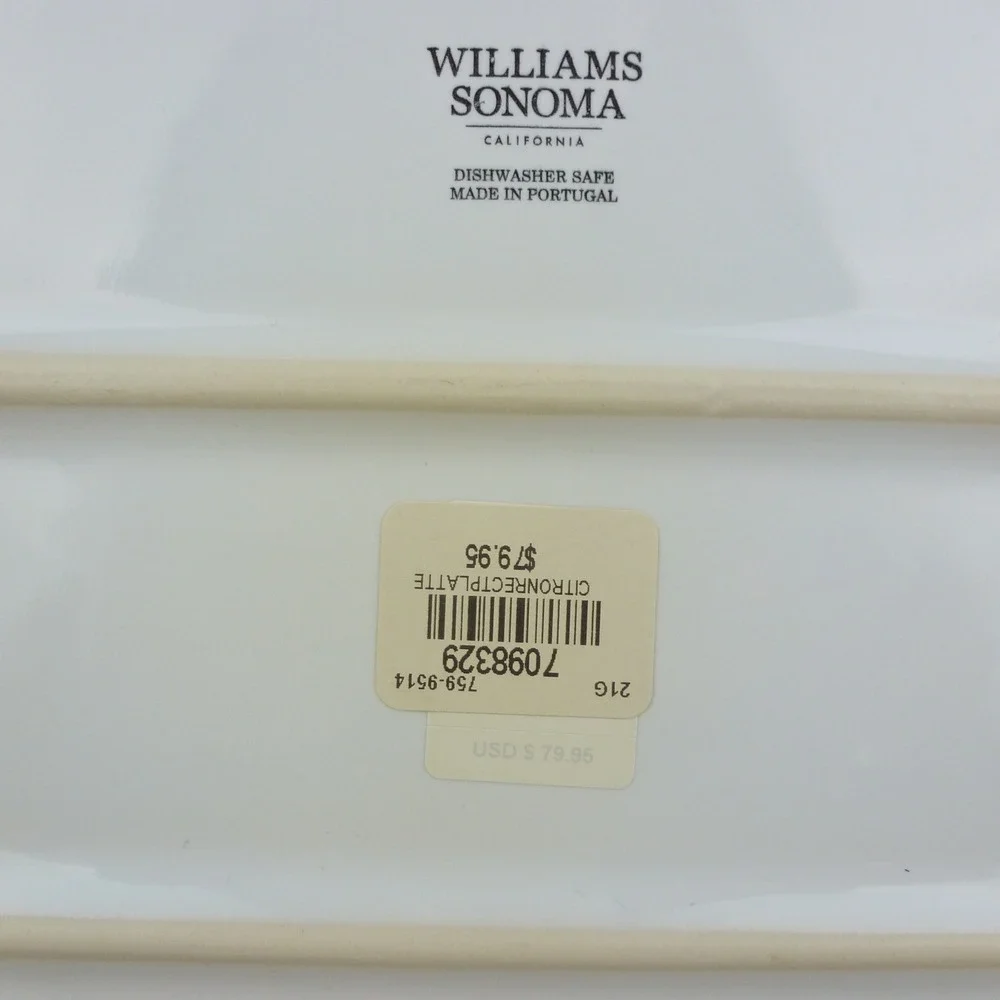 Williams Sonoma Citron Rectangle Platter Tray Lemon Botanical Made in Portugal‎